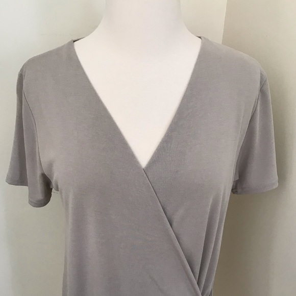 Tie Waist Faux Leather Wrap Shirt